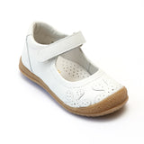 Angel Baby Girls White Flower Stitched Mary Janes