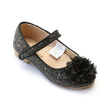 L'Amour Girls Black Glitter Special Occasion Flats - Babychelle.com