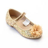 L'Amour Girls Gold Glitter Special Occasion Flats - Babychelle.com