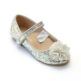 L'Amour Girls Silver Glitter Special Occasion Flats - Babychelle.com