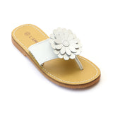 L'Amour Girls White Tonal Flower Thong Sandal - Babychelle.com