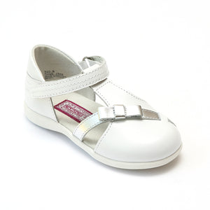 L'Amour Girls White Candy Bow Mary Jane - Babychelle.com
