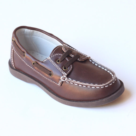 L'Amour Boys J970 Brown Leather Boat Shoes