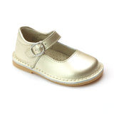 L'Amour Girls Gold Classic Matte Leather Mary Janes - Babychelle.com