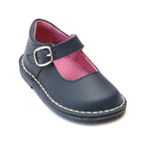 L'Amour Girls Navy Classic Matte Leather Mary Janes - Babychelle.com