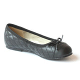 L'Amour Girls Black Quilted Ballet Flats