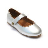 L'Amour Girls Classic Button Strap Leather Leather Flats - Babychelle.com
