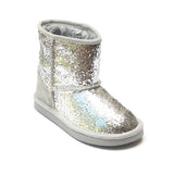 L'Amour Girls Glitter Silver Fleeced Faux Fur Boots - Babychelle.com