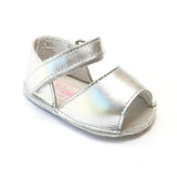 Angel Baby Girls Silver Open Toe Crib Sandals - Babychelle.com