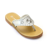 L'Amour Girls Silver Whipstitched Thong Sandal - Babychelle.com