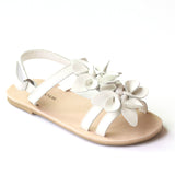 L'Amour Girls White Flower Blossom Triple Strap Sandal