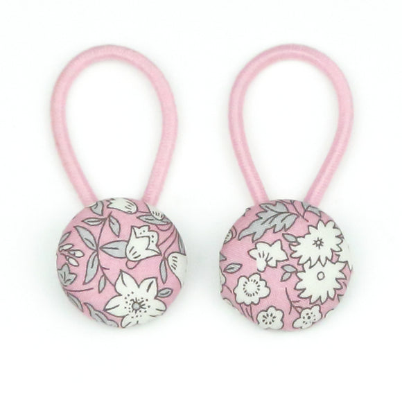 Gracie Liberty of London Set of Button Hair Ties In Pink for Pigtails and Buns - Babychelle.com