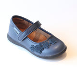 L'Amour Navy Mary Jane with Suede Flowers