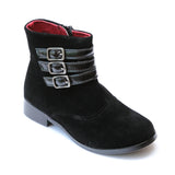 L'Amour Girls Triple Buckle Accent Black Ankle Boot - Babychelle.com