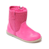 L'Amour Fuchsia Suede Perforated Ankle Boots - Babychelle.com