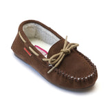 L'Amour Girls Brown Suede Moccasin Loafer - Babychelle.com