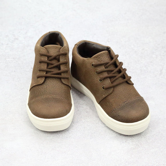 Toddler Boys Wyatt Lace Up Brown Leather Sneakers
