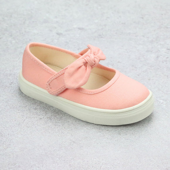 Zoe Toddler Girls Pink Knotted Bow Canvas Mary Janes