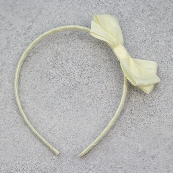 L'Amour Girls Grosgrain Bow Headband Buttercream