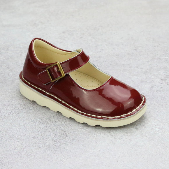 Morgan Vintage Inspired Toddler Girls School Mary Janes In Patent Maroon