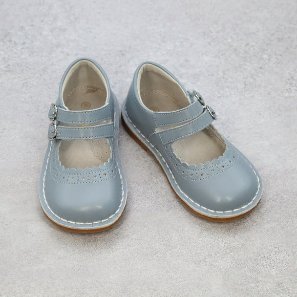 Toddler Girls Tatiana Spring Blue Scalloped Mary Jane - Vintage Inspired Romantic Easter Girls Shoes