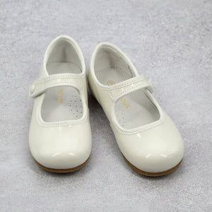 L'Amour Toddler Girls Renata Patent Ivory Classic Pageant Flat - Special Occasion and Holiday - Babychelle.com