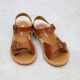 Olympia Girls Vintage Inspired Cognac Leather Buckled Sandal