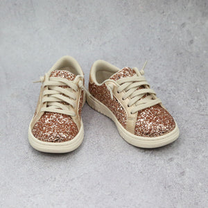 L'Amour Toddler Girls Kinley Rosegold Glitter Star Sneaker
