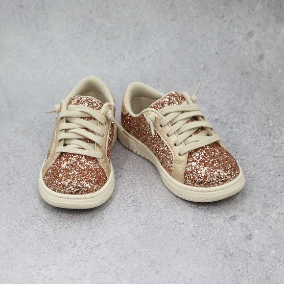 L'Amour Toddler Girls Kinley Rosegold Glitter Star Sneaker