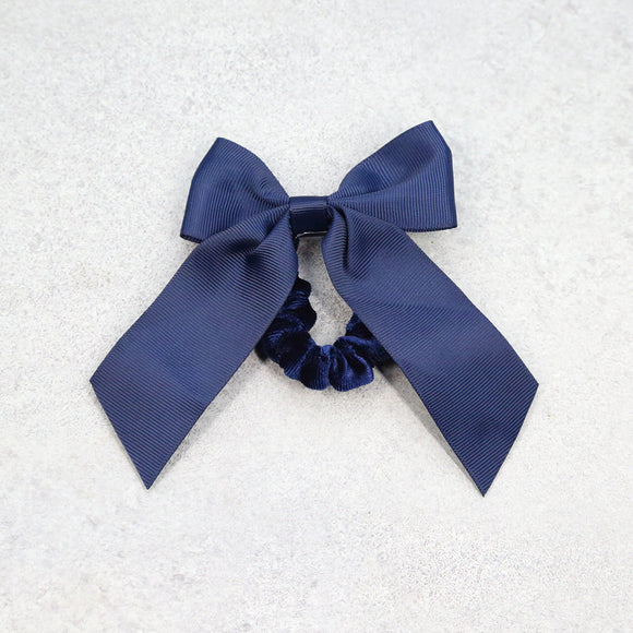 L'Amour Girls Grosgrain Bow Scrunchie Navy