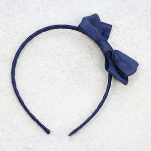L'Amour Girls Grosgrain Bow Headband Navy