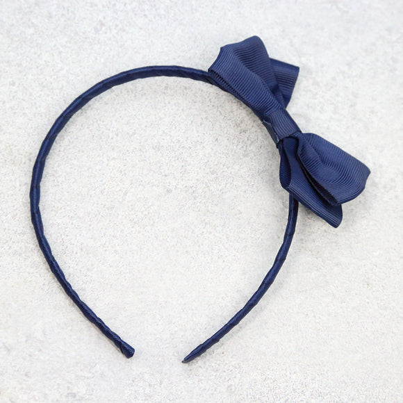 L'Amour Girls Grosgrain Bow Headband Navy