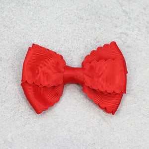 L'Amour Grosgrain Scalloped Bow Hair Clip Red