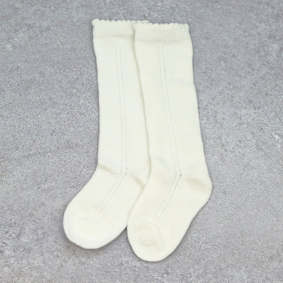 Milk Openwork Knee Socks - L'Amour Shoes