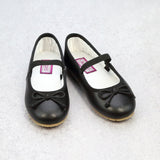 Alia Girls Classic Leather Ballet Flats - Black