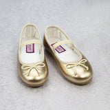 Alia Girls Classic Leather Ballet Flats - Gold