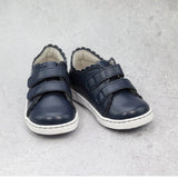 Caroline Navy Scalloped Sneaker - Dressy Girl's Sneaker - L'Amour Shoes