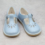 Sienna Vintage Inspired Toddler Classic Mary Janes In Bluebell Blue Waxed Leather
