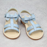 L'Amour Girls T-Strap Bow Sandals Bluebell Blue