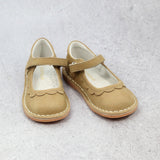 Violette Nubuck Khaki Scalloped Petal Mary Jane - Toddler Girls Classic Shoes - L'Amour Shoes