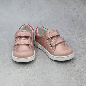 Toddler Girls Lani Star Studded Double Velcro Sneaker In Pink Gold - L'Amour Shoes