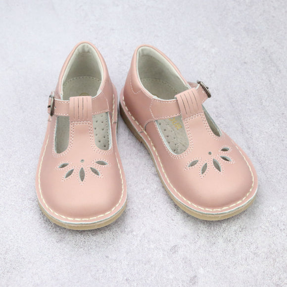 Sienna Vintage Inspired Toddler Classic Mary Janes In Dusty Pink Waxed Leather