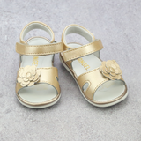 Angel Baby Girls Champagne Flower Toe Strap Sandals - Babychelle.com