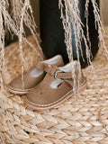 L'Amour Girls Classic 751 Nubuck Khaki Leather Mary Janes - Babychelle.com