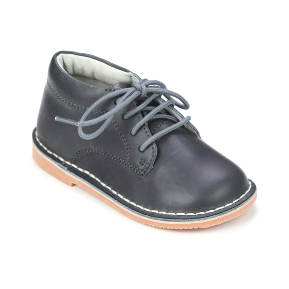 L'Amour Boys Tuck Cognac Mid Top Leather Lace Up Shoes - Babychelle.com