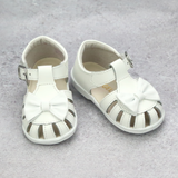 Angel Baby Girls Nellie Classic White Bow Leather Closed Toe Sandal - Southern Baby Shoes -  Babychelle.com