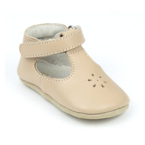 Infant Girls Lisette Latte Napa Leather Mary Jane Crib Shoe - Babychelle.com