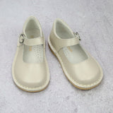 L'Amour Girls Light Stone Classic Matte Leather Mary Janes - Babychelle.com