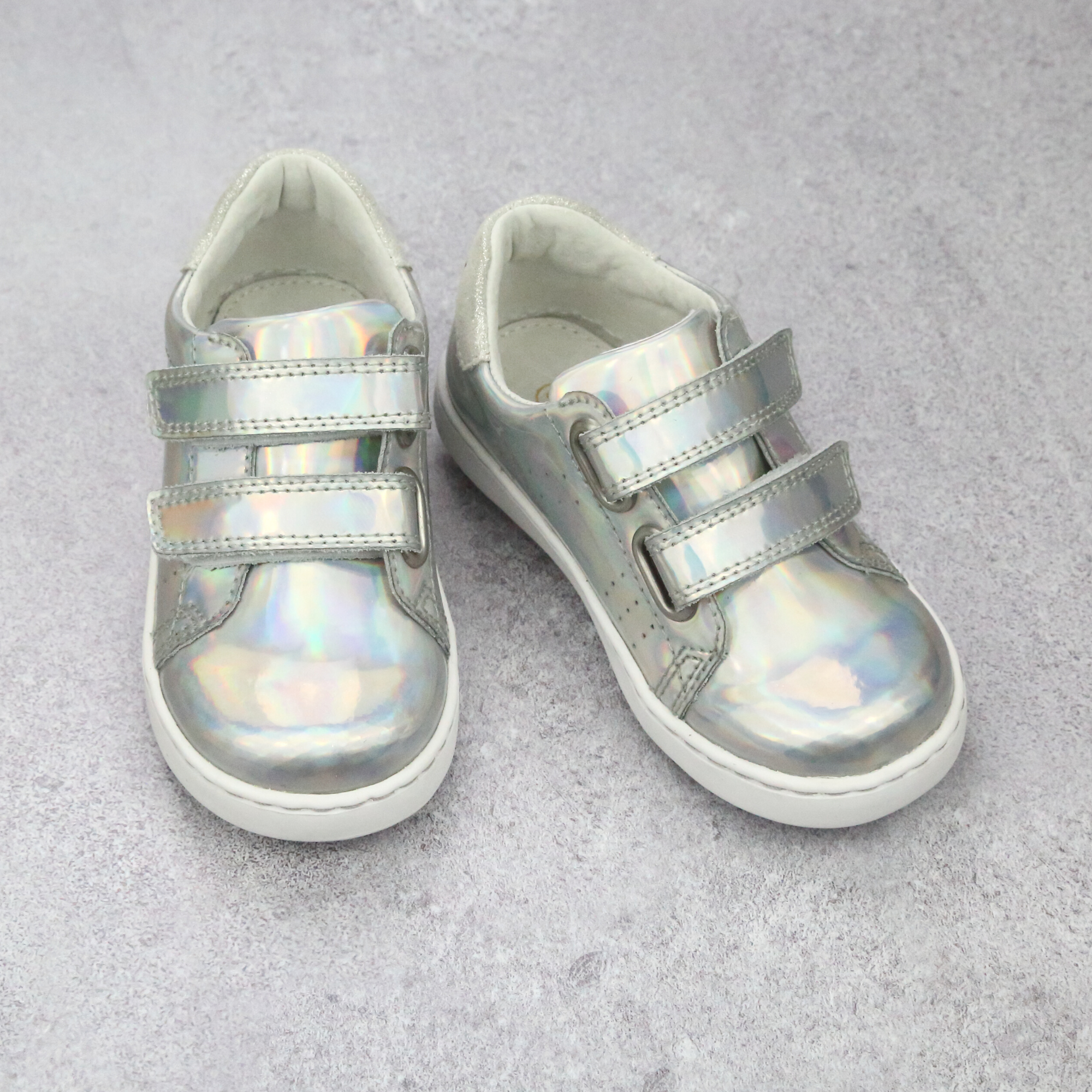 Silver velcro shoes sales