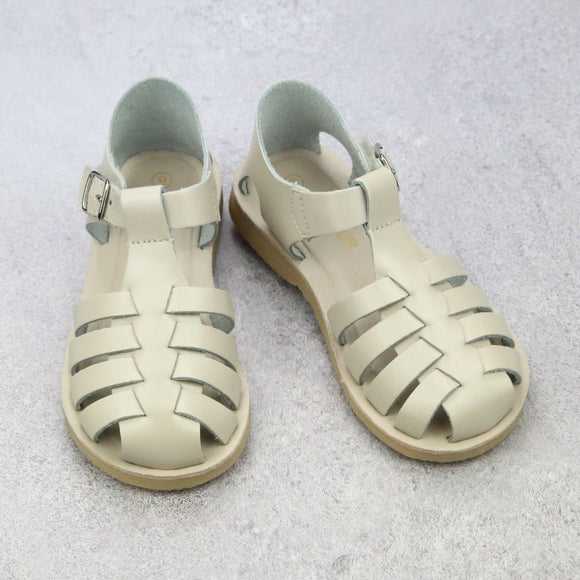 L'Amour Shoes Girls Ashton Light Stone Leather Fisherman Sandal - Babychelle.com